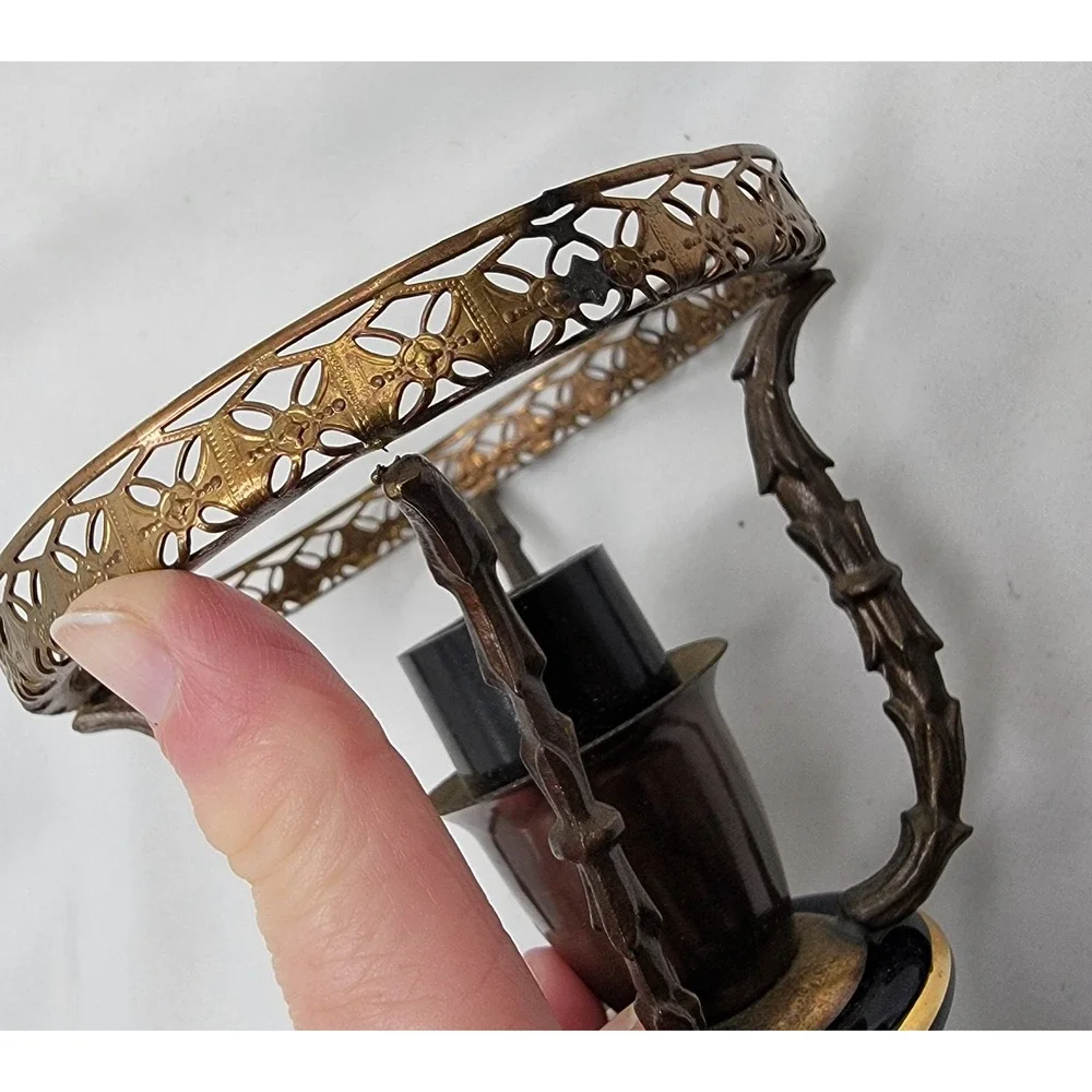 Vtg Murray Feis Florentin Italian Pottery Colbalt Table Lamp #7065 Gilt Brass‎